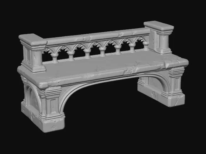 3D model for Gothic Stone Bench