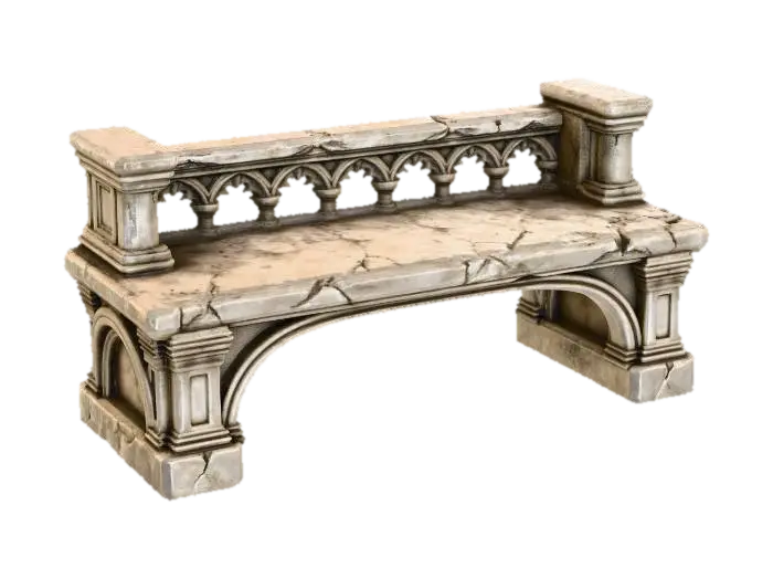 โมเดล 3D ของ Gothic Stone Bench - Decorative สร้างโดย AI