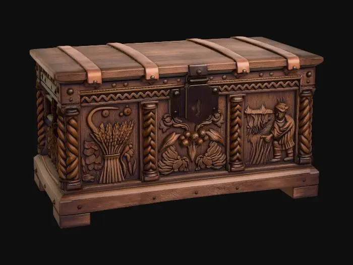 3D model for Ornate Carved Wooden Treasure Chest