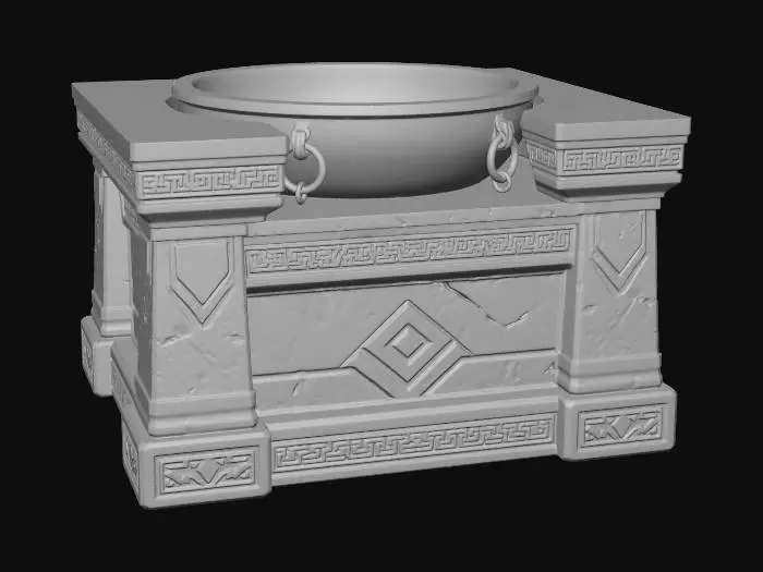 3D model for Ancient Stone Altar with Bronze Basin