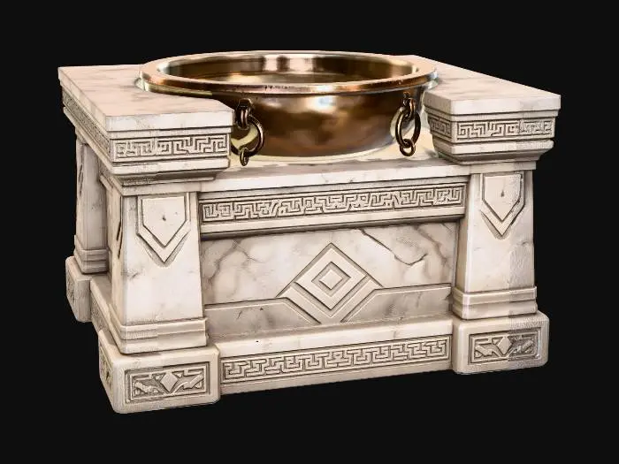 3D model for Ancient Stone Altar with Bronze Basin