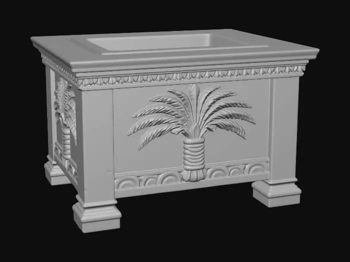 3D model for Palm Tree Carved Wooden Box