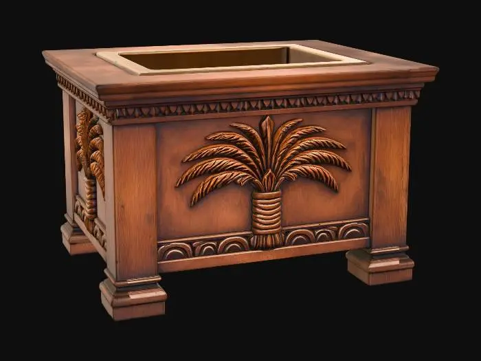 3D model for Palm Tree Carved Wooden Box
