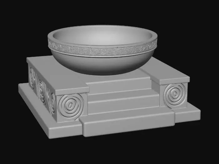 3D model for Bronze Bowl on Stone Pedestal
