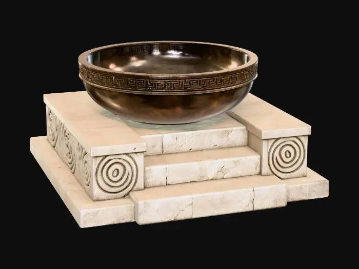3D model for Bronze Bowl on Stone Pedestal