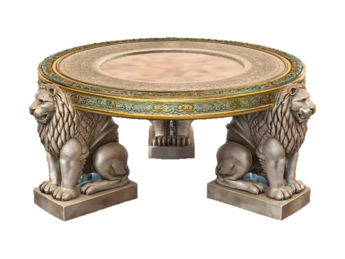 Lions Round Table with Mosaic Edge 3D model, vytvořený pomocí AI