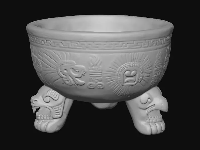 3D model for Aztec Sun and Serpent Tripod Bowl