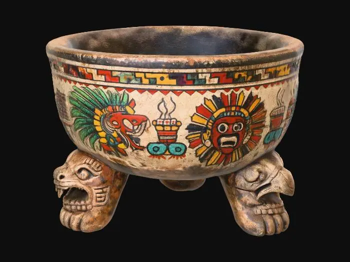3D model for Aztec Sun and Serpent Tripod Bowl
