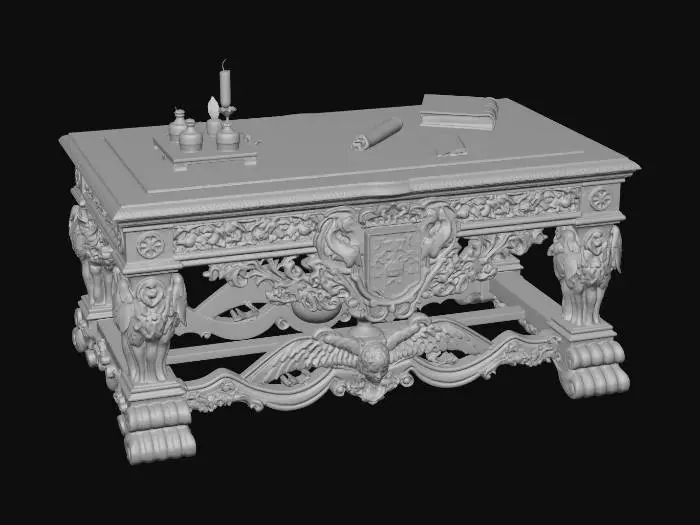 3D model for Heraldic Carved Oak Desk