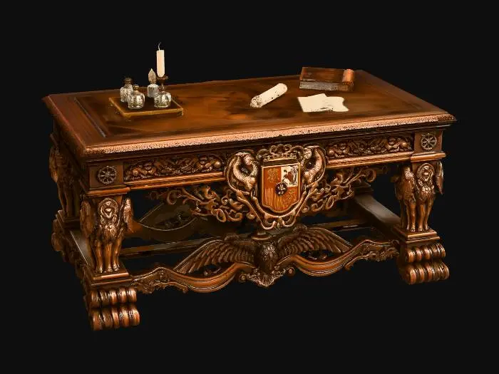 3D model for Heraldic Carved Oak Desk