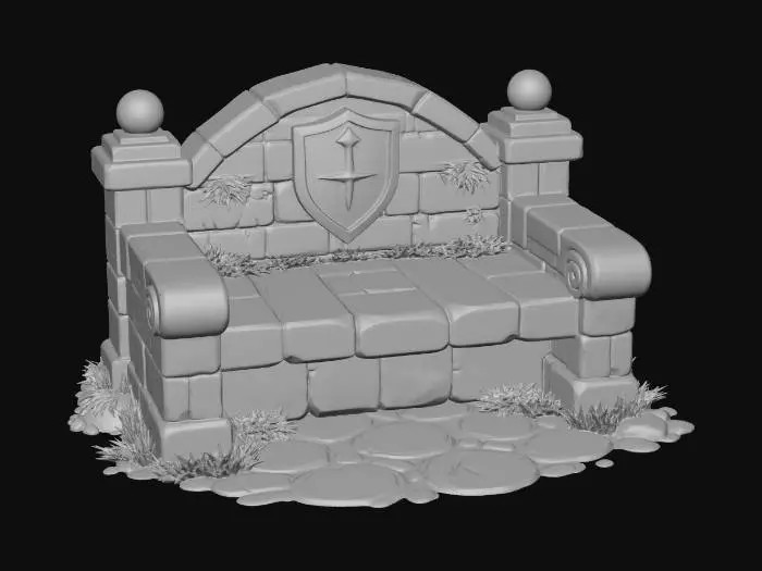 3D model for Stone Bench with Shield Crest