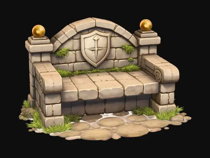 3D model for Stone Bench with Shield Crest