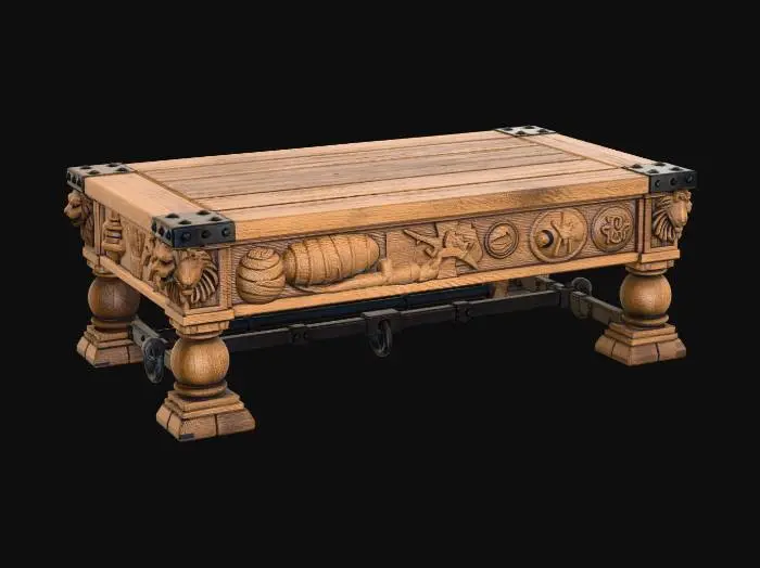 3D model for Medieval Carved Oak Coffee Table