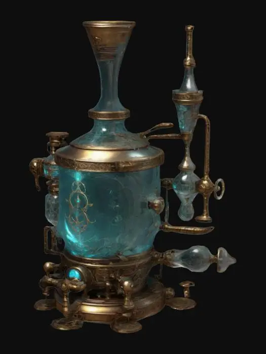 3D model for ultra detailed alchemical alembic, game style, enhanced and vivid colors 