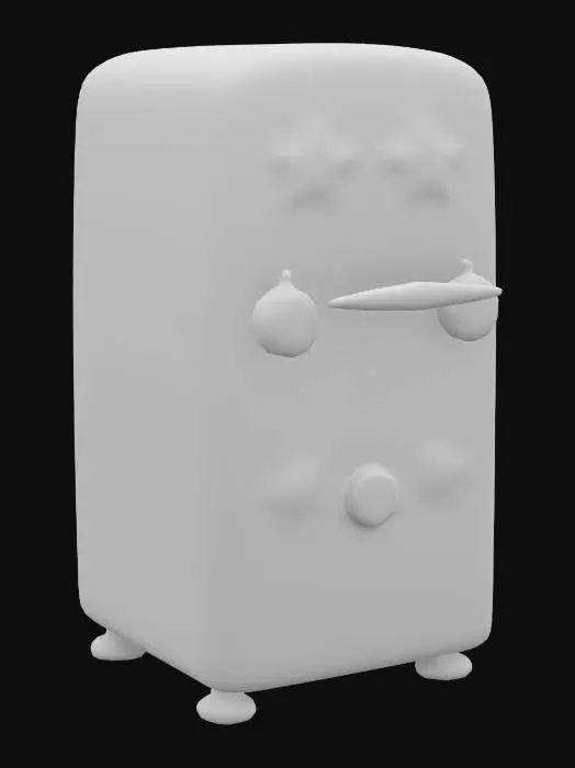 3D model for retrofuturistic and colorful 60's refrigerator in cartoon style