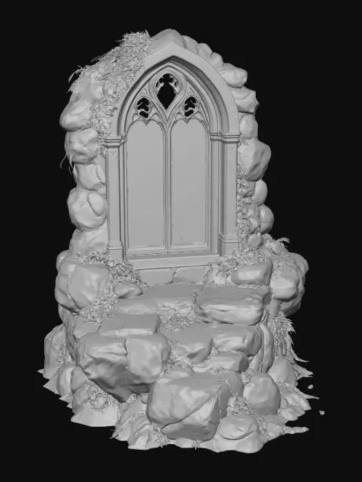 3D model for Overgrown Gothic Window in a Mountain Ruin