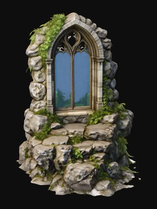 3D model for Overgrown Gothic Window in a Mountain Ruin