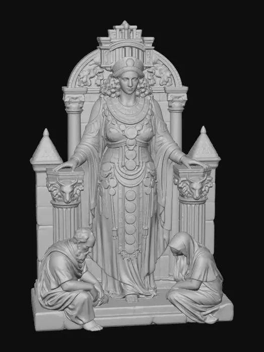 3D model for Queen on the Throne with Supplicants