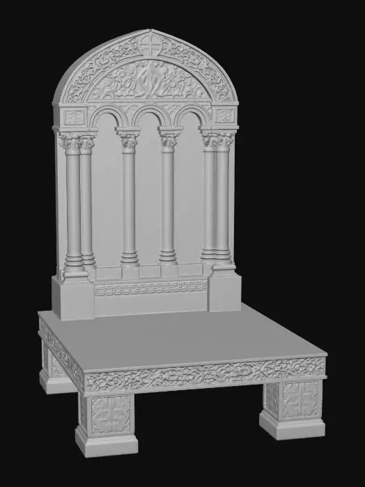 3D model for Gothic Carved Wooden Throne