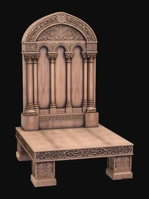 3D model for Gothic Carved Wooden Throne