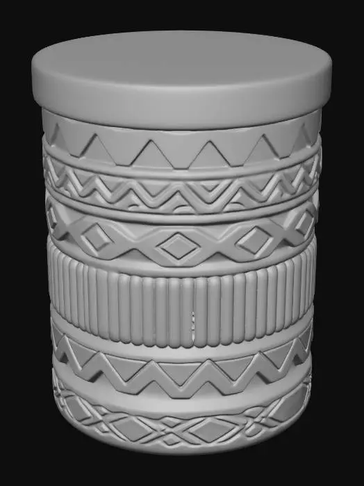 3D model for Geometric Carved Wooden Cylinder Box