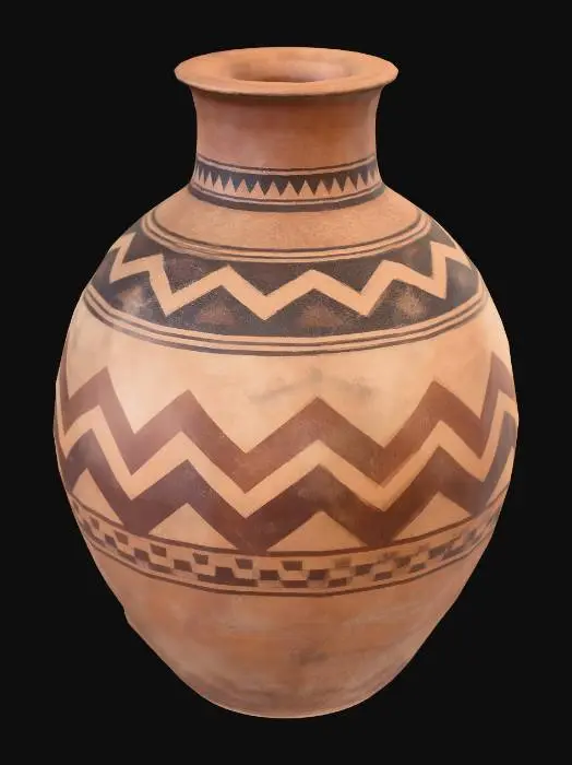 3D model for Terracotta Vase with Zigzag Geometric Pattern