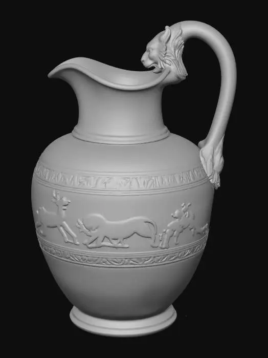 3D model for Bronze Ewer with Hunting Scene and Lion-Head Handle