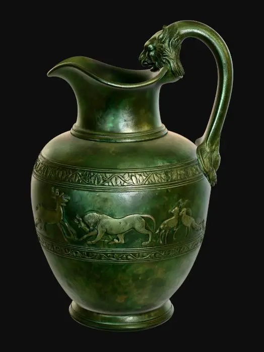 3D model for Bronze Ewer with Hunting Scene and Lion-Head Handle