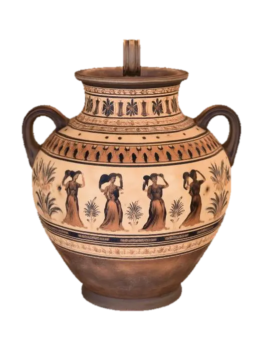 Amphora with Dancing Women oleh Illustros — dibuat dengan generator 3D Meshy AI, unduh gratis FBX OBJ GLB STL