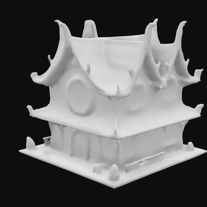 3D model for ultra detailed fantasy tavern building in castlevania style, game style, enhanced colors