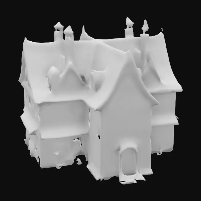 3D model for ultra detailed fantasy medieval house in castlevania style, game style, enhanced colors