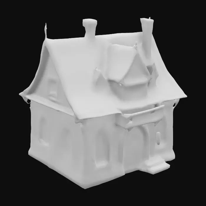 3D model for ultra detailed fantasy medieval house in castlevania style, game style, enhanced colors