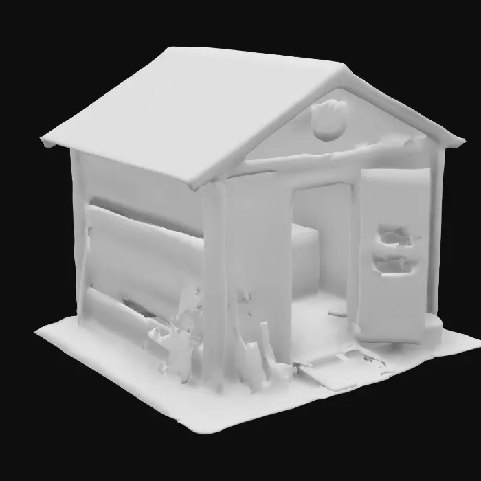 3D model for ultra detailed isometric old garden shed, game style, 4k, enhanced colors