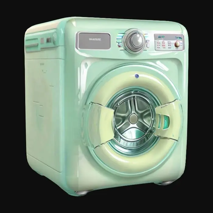 3D model for retrofuturistic washing machine in cartoon style, glossy finiture