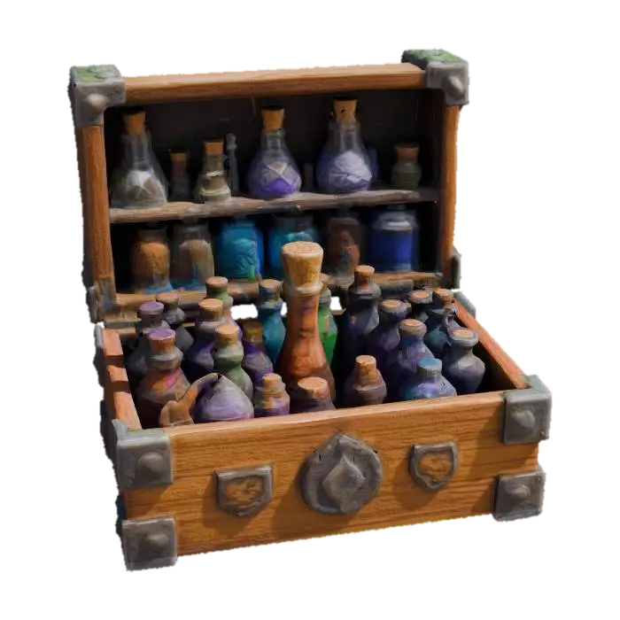 3D-модель Potion Collection in a Chest, сгенерированная ИИ