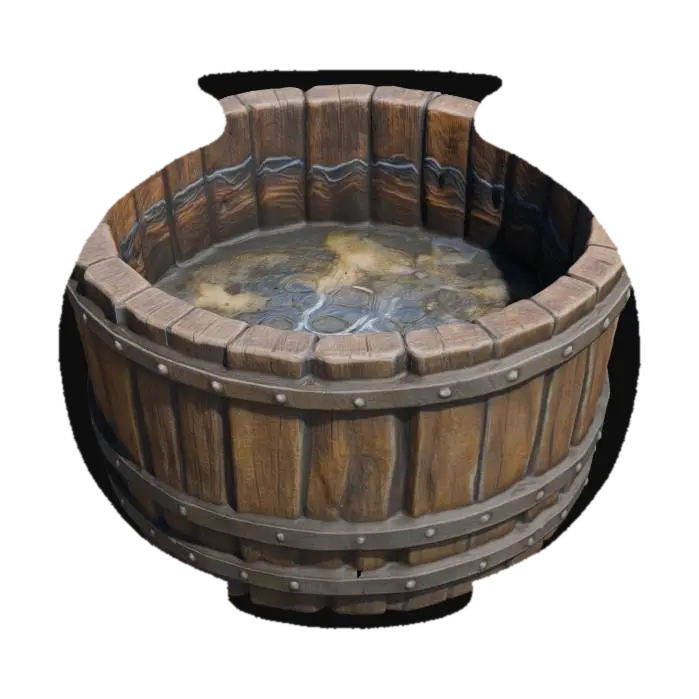 Modelong 3D na Wooden Water Barrel - Vintage, ginawa ng AI