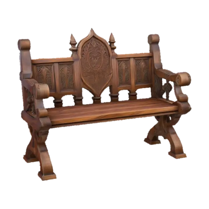 Ornate Wooden Bench 的 AI 生成 3D 模型