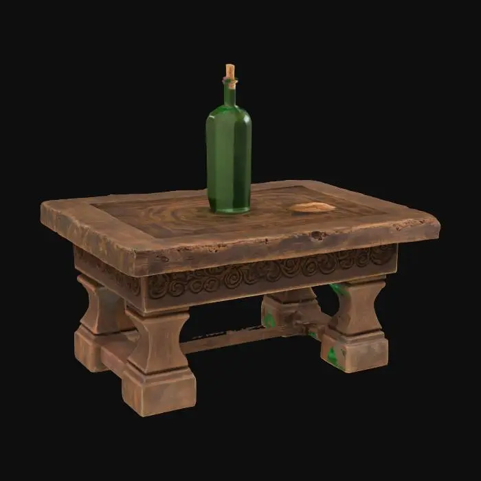 3D model for medieval table with bottle