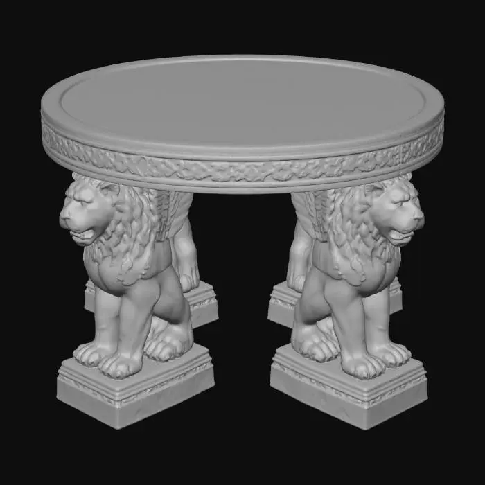 3D model for Round Table with Lion Pedestals
