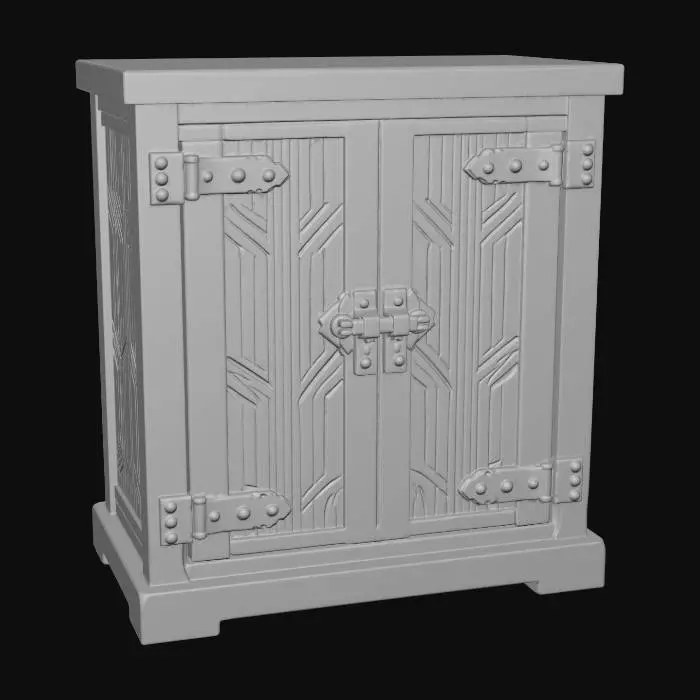 3D model for Carved Oak Cabinet with Iron Hinges