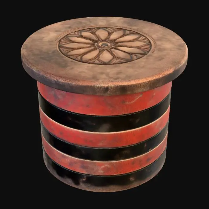 3D model for Floral Drum Stool