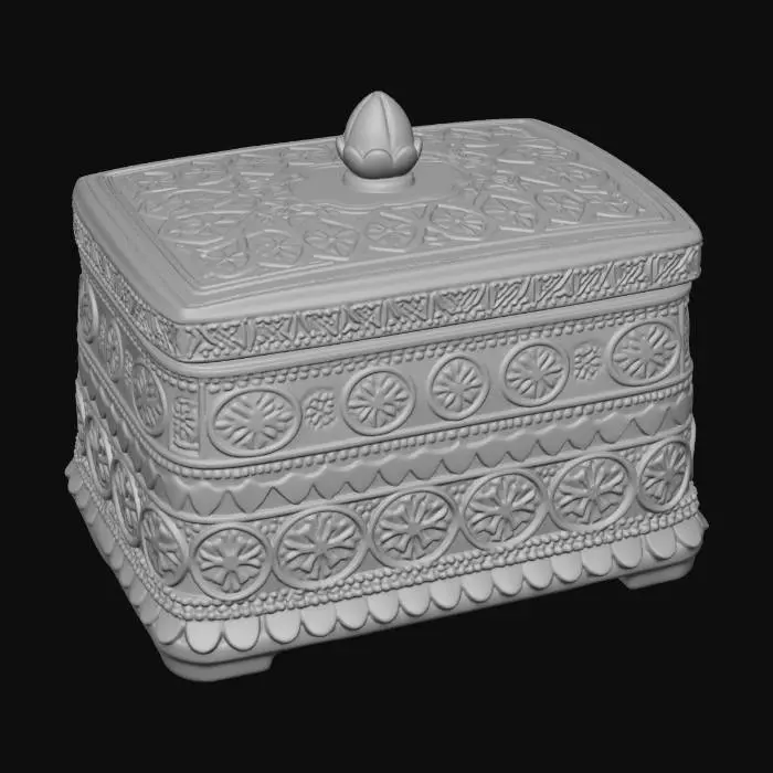 3D model for Lotus-Patterned Carved Wooden Box