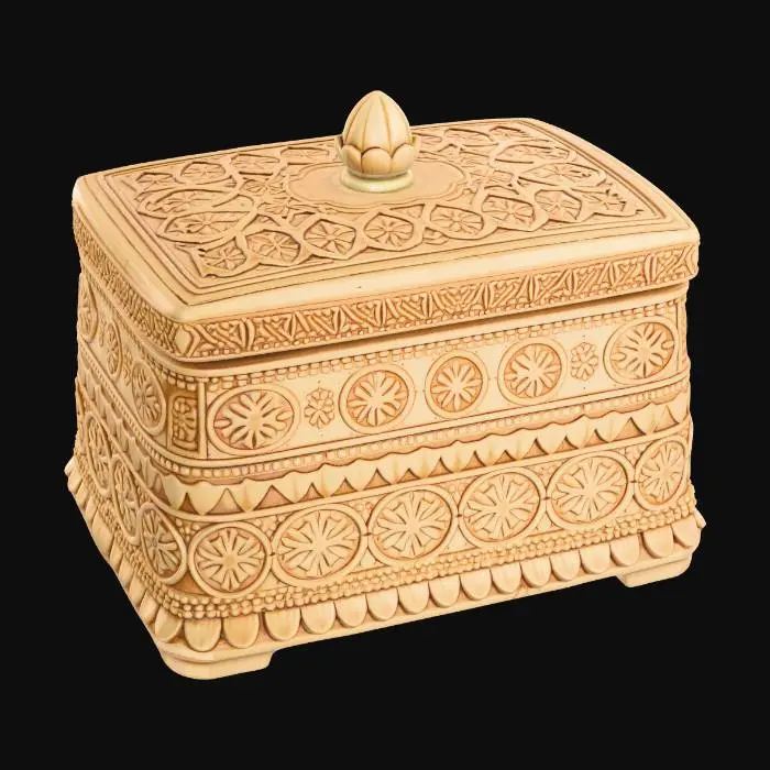 3D model for Lotus-Patterned Carved Wooden Box