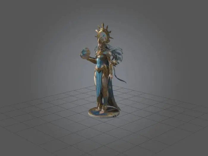 3D model for mythical heroine, A goddess of wisdom with celestial armor