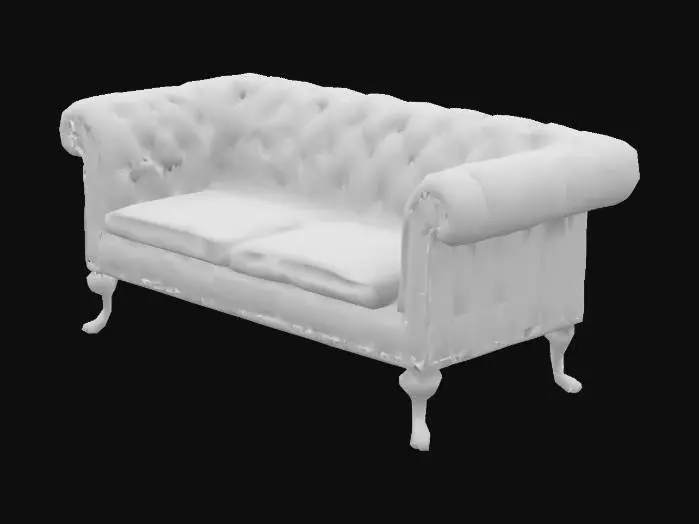 3D model for A chesterfield-styled couch, uses the skin of humans, for material, and replaces the wood with bones for the legs of the couch