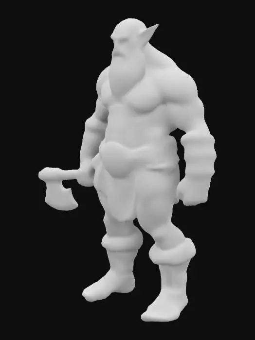 3D model for orc figurine, game ready, holding a battle axe, Battle Pose, pint ready , Highly Detailed, Ultra Realistic, Polished, #game figure#