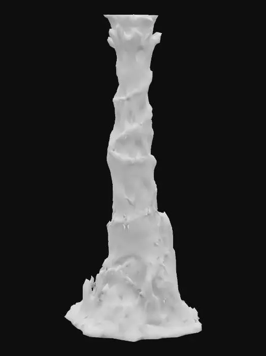 3D model for giant gray colored stalagmite, with a stairwell spiraling downward