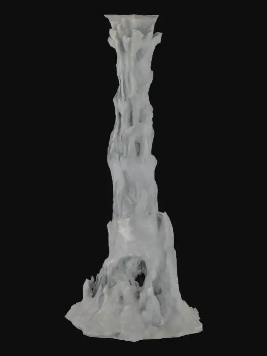 3D model for giant gray colored stalagmite, with a stairwell spiraling downward