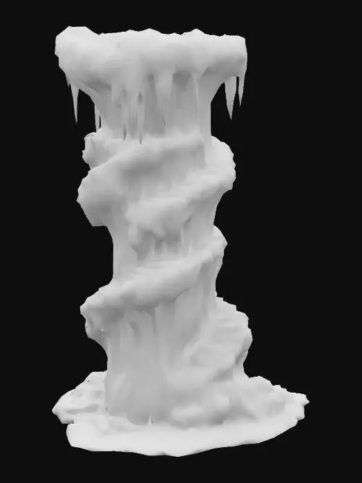3D model for giant stalagmite, with a stairwell spiraling downward