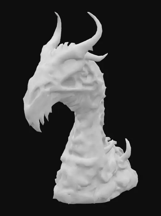 3D model for Design a biomechanical DROW style fortress, with the top of it built with a Dragon SKULL, with organic and mechanical elements. Include glowing purple, pink, and orange energy veins, pulsating lights. Add intricate carvings and textures that blend flesh and metal seamlessly all in the shapes of cob webs covering it